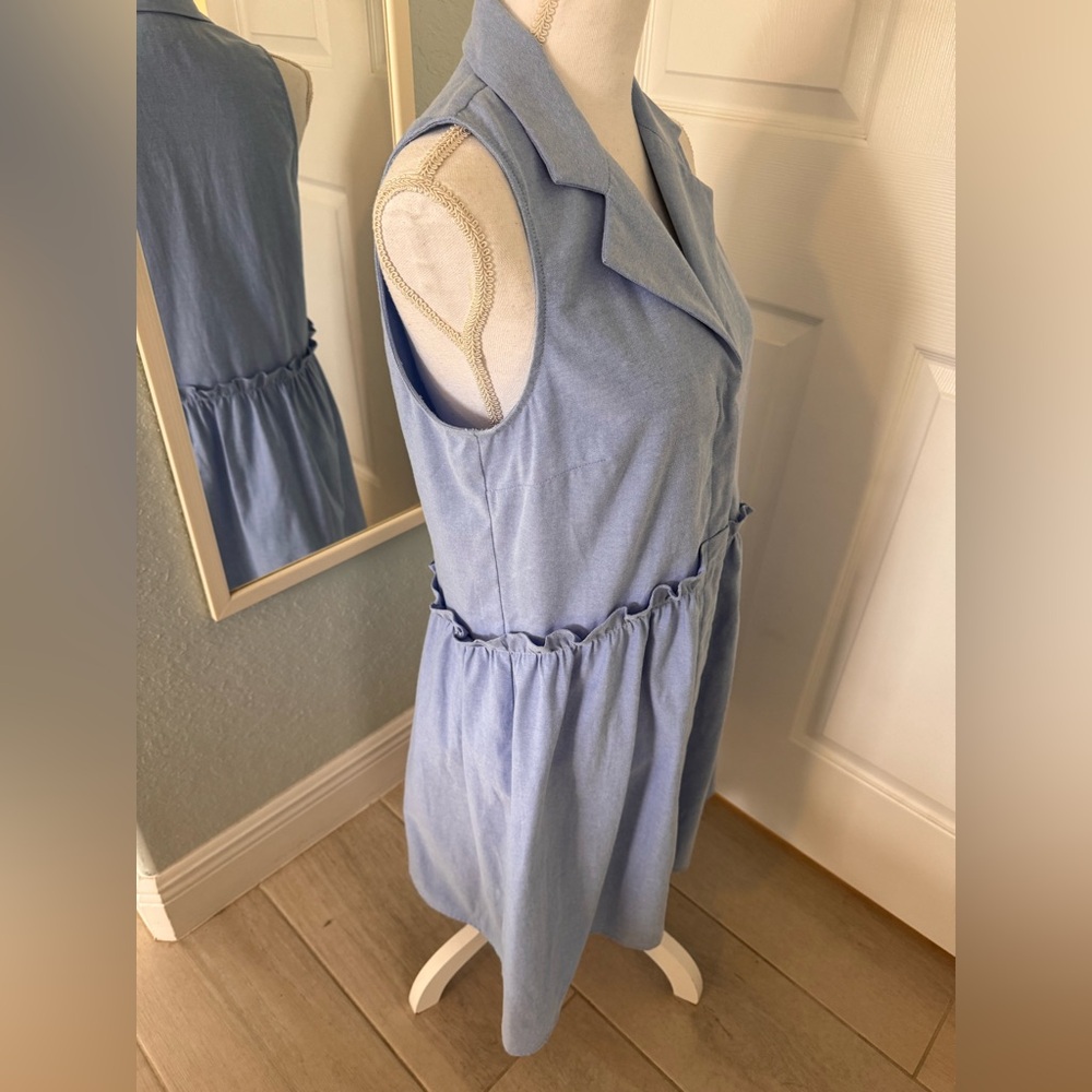 Tuckernuck Oxford Blue Sleeveless Royal Shirt Dress sz M - Picture 8 of 16
